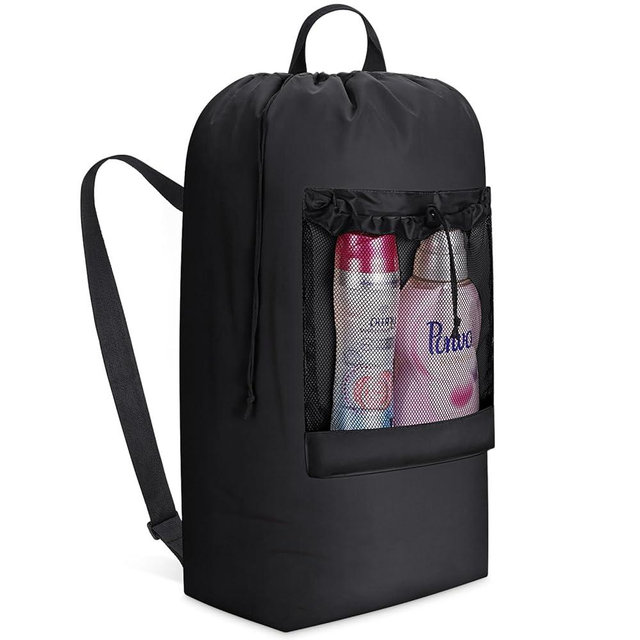 Lifewit Laundry Bag, Extra Large Laundry Backpack with Shoulder Straps and Mesh Pocket for Laundromat, Heavy Duty Laundry Bag Backpack for Dirty Clothes for College Dorm/Travel/Apartment, 90L, Black
