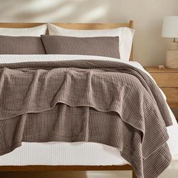 EVERGRACEHOME Cotton Coverlet Set Full Queen BROWN