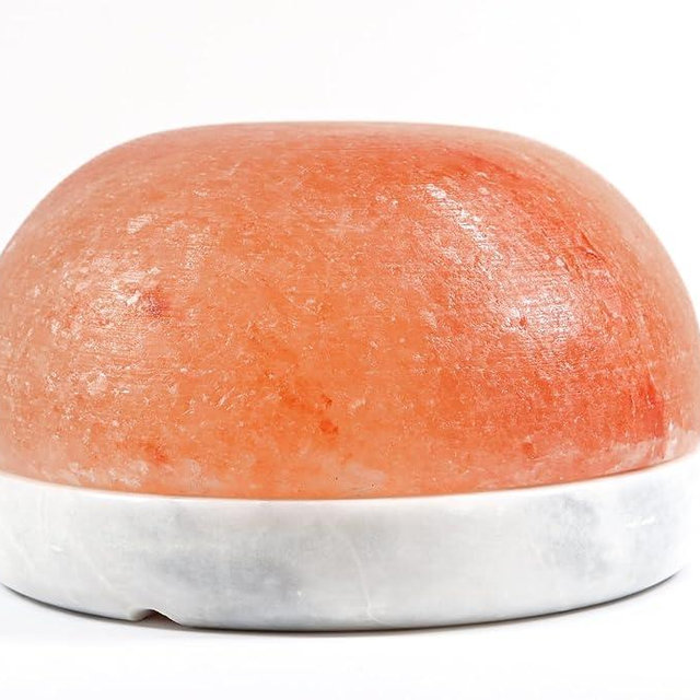 Himalayan Secrets® Salt Dome Lamp | for Warming Up Hands and Feet (9" Gray Marble Base)