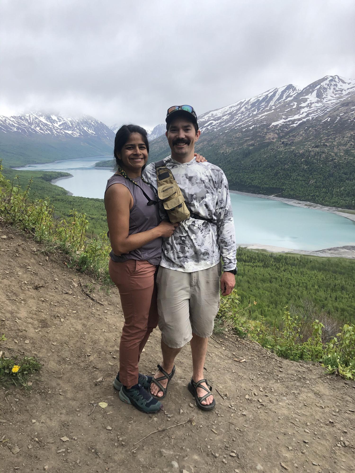Hiking with friends at Eklutna Lake - June 2021