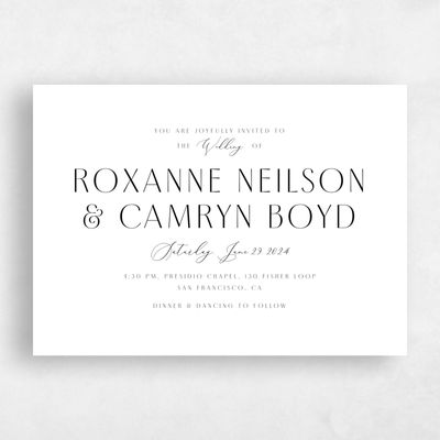 White Wedding Invitation - Paloma Landscape
