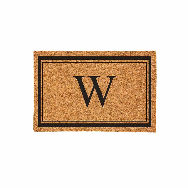Evergreen Flag Monogram Large Coir Doormat, 36x24 Inches Front Door Mat for Outdoor Indoor Entrance, Welcome Mat, Non Slip Doorway Mat for Home Decor Housewarming Gift, Letter W