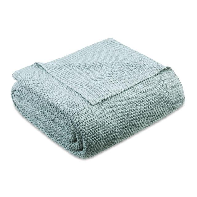 INK+IVY Bree Knit Twin Blanket in Aqua