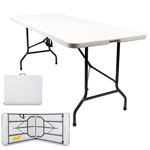 Sorfey Portable Folding Table 6-Foot X 30 inch Plastic Indoor & Outdoor for Picnic, BBQ, Party,