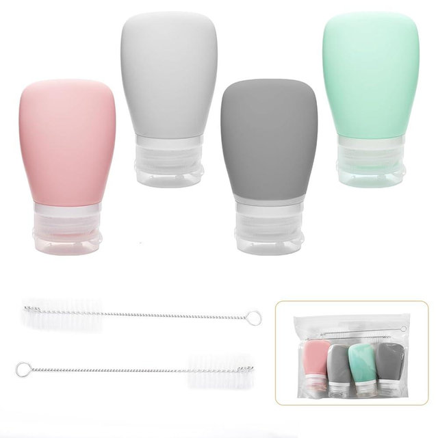 XJMWXHFC 4Pcs Squeeze Salad Dressing Bottles, Mini Sauce Condiment Container, Leakproof With 2pcs Cleaning Brush for Sauces (2OZ, 60ML)