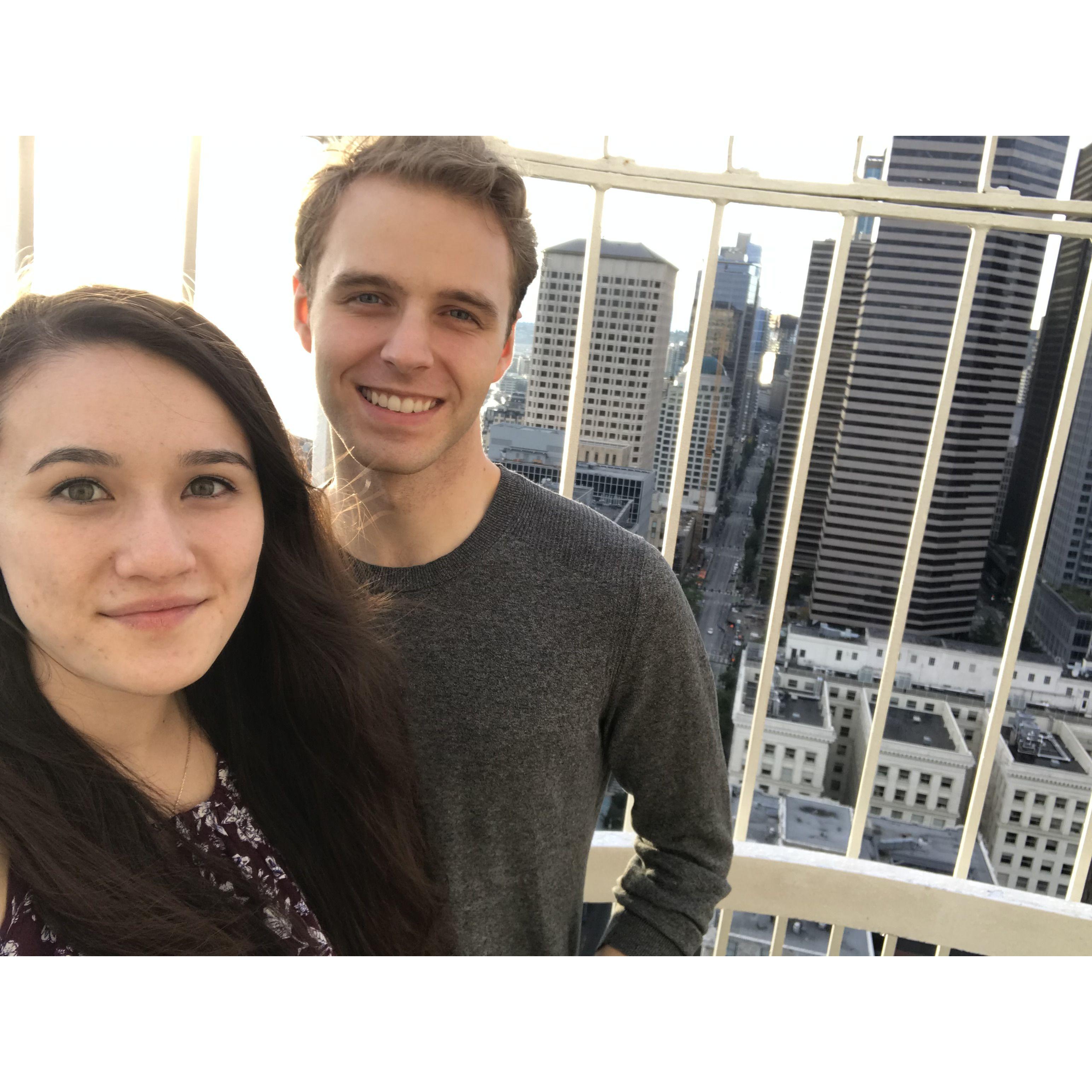 One of our first dates up to the top of Smith Tower in Seattle, where we met!