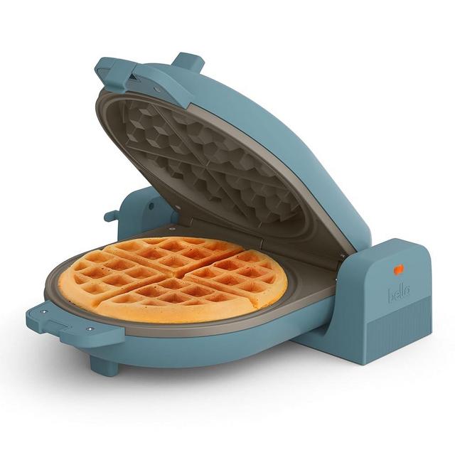 bella Flip-n-Store Waffle Maker with EverGood™ Ceramic Nonstick Coating, Fits-anywhere™ Kitchenware, Power Indicator Light, Cool Touch Handle & Cord Wrap, 7” Wide & 1" Deep Plates, 1000 Watt, Surf