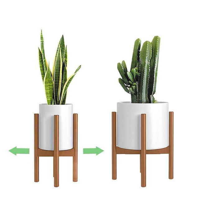 Adjustable Plant Stand 8 to 12 inches, Bamboo Mid Century Modern Plant Stand 15 inches in Height, Indoor Plant Stand, Fit 8 9 10 11 12 inch Pots Pot & Plant Not Included, Light Brown