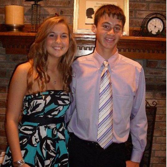 Our first homecoming dance together when we were just 15. I asked Joey the day before to "take pictures with me". (Not pictured, Joey not actually touching me at all)