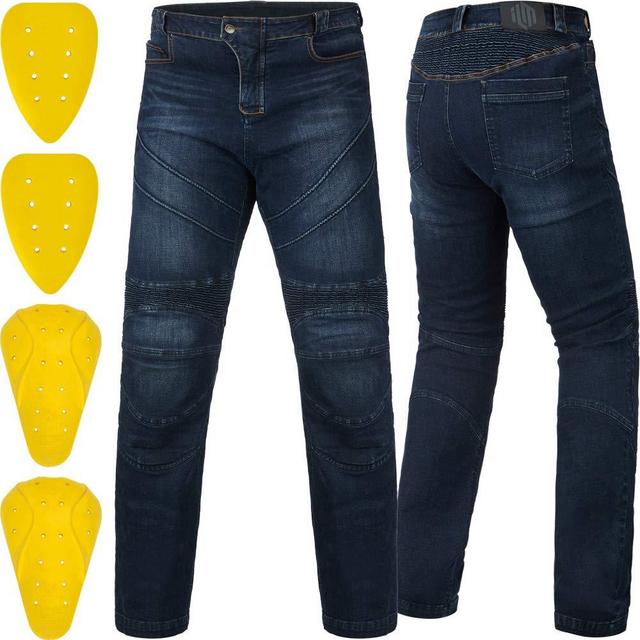 ILM Dirt Bike Motocross Motorcycle Pants for Men CE Armored Riding Gear Jeans Motorbike Adventure Touring Pants BJN01 (Blue, Waist34''-36'' Inseam32'')