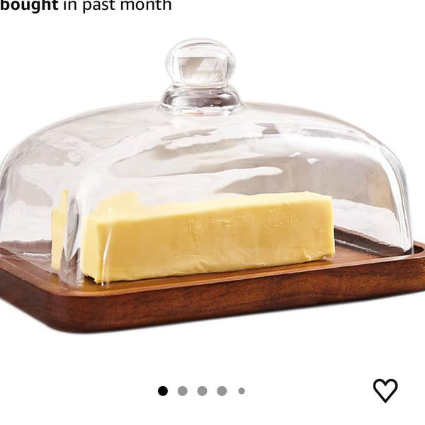 butter dish with lid, glass airtight lid keeps butter soft, for countertop and refrigerator. Widened design to fit all butters. Covered butter dishes with, Made of glass and Acacia wood.