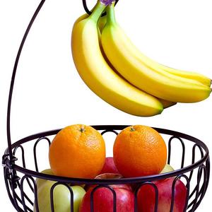 Deco Brothers - DecoBros Wire Fruit Tree Bowl with Banana Hanger, Bronze