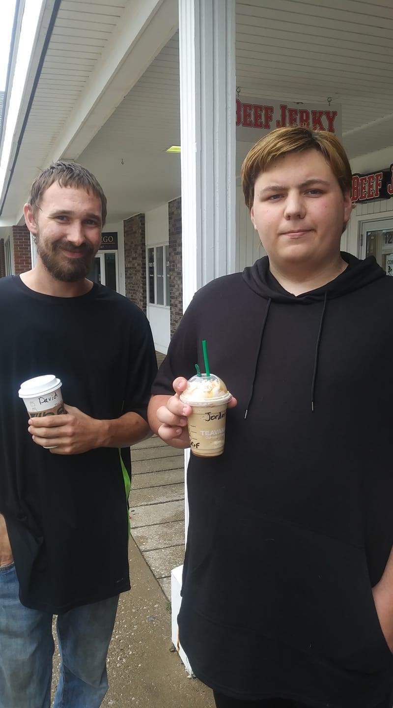 Boys first Starbucks while taking Jordan shopping❤️