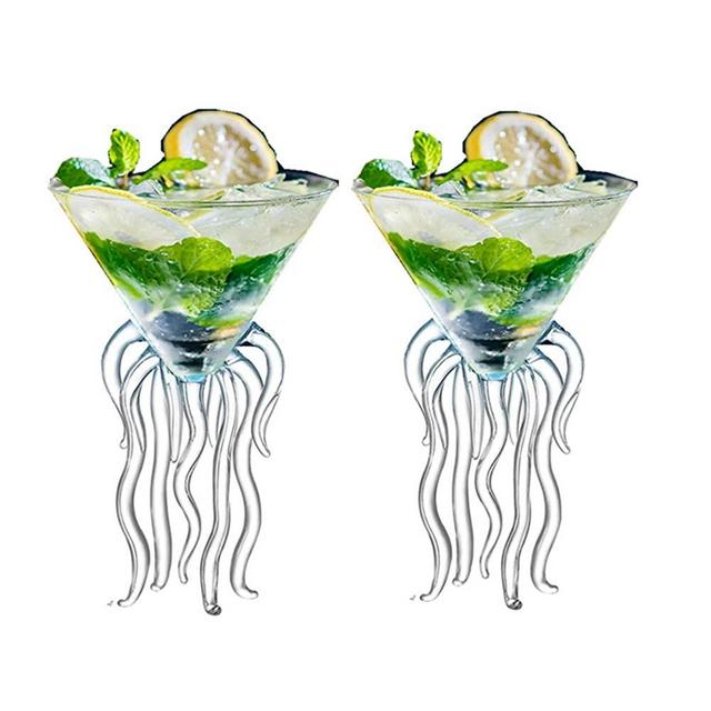 Octopus Martini Glass Creative Cocktail Drinkware Bar Goblet Tools (2 Transparent)