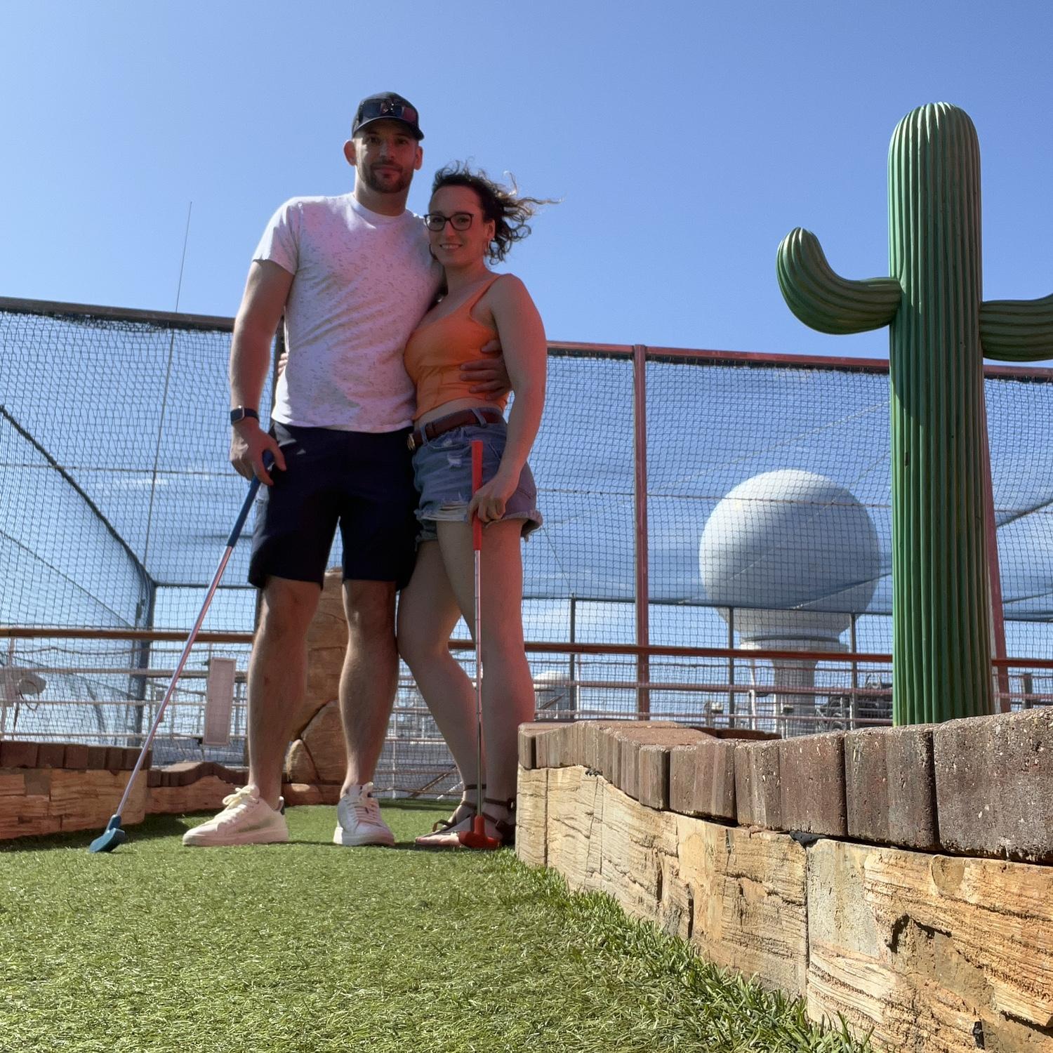 Crushing mini golf on Carnival Cruise.
