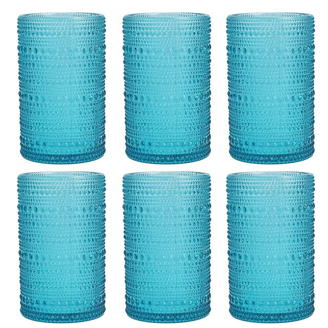Fortessa Jupiter Vintage Glassware Collection, 6 Count (Pack of 1), Lagoon Blue