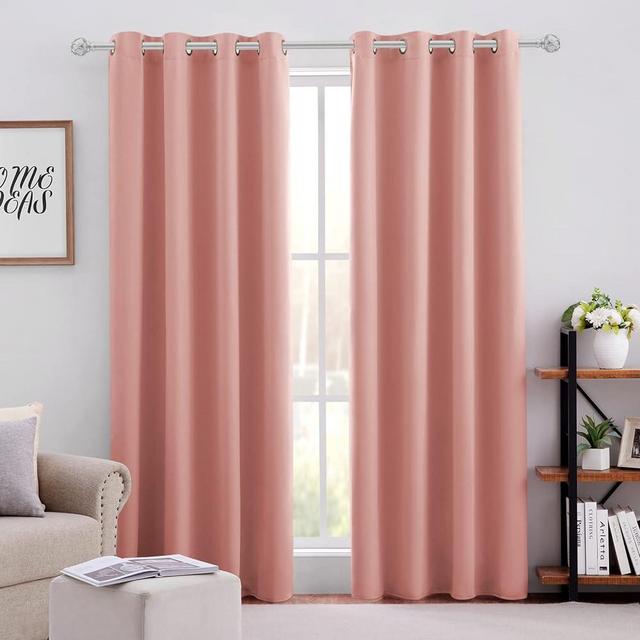HOMEIDEAS Coral Blackout Curtains for Bedroom 52 X 84 Inch Length 2 Panels Set Room Darkening Bedroom Curtains, Soundproof Thermal Grommet Window Curtains for Living Room for Christmas