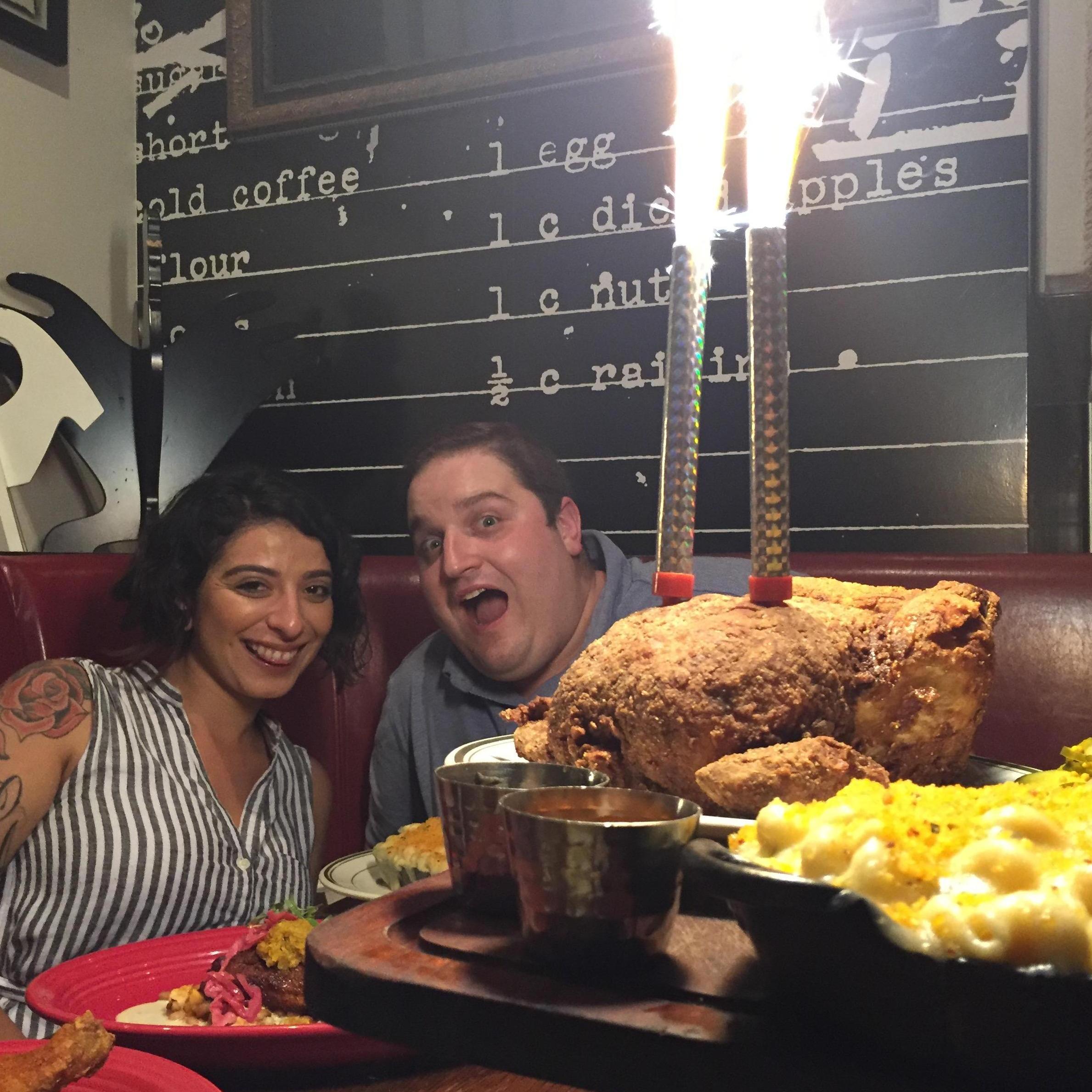 Really excited about that fried chicken.