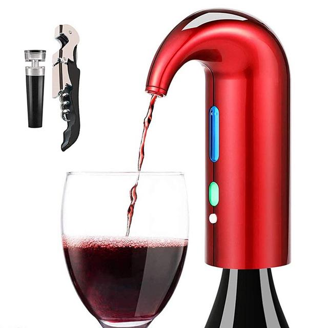 Electric Wine Aerator Pourer, Stopper Multi-Smart Automatic Filter Wine Dispenser - Premium Aerating Pourer and Decanter Spout - wine preserver(Lucky red)