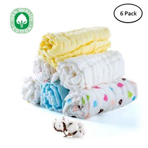 Baby Muslin Washcloths 6 Pack, 12X12 inches