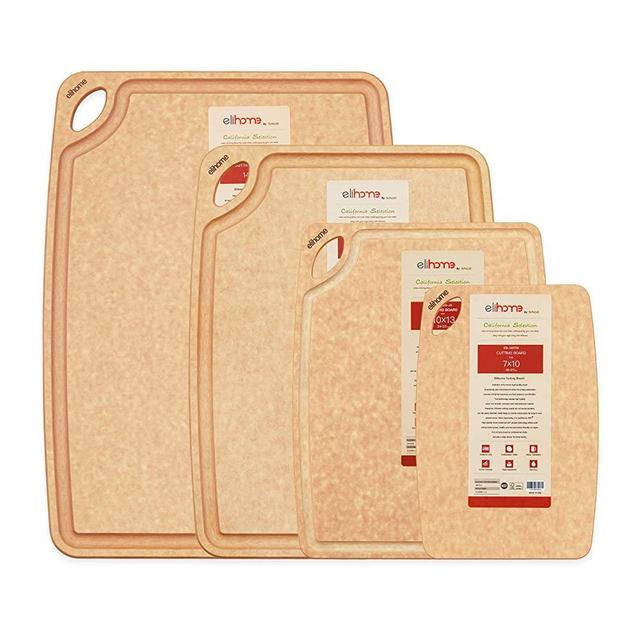 Cutting Board for Kitchen Dishwasher Safe, Wood Fiber Cutting Board,  Eco-Friendly, Non-Slip, Juice Grooves, Non-Porous, BPA Free, Natural Slate  