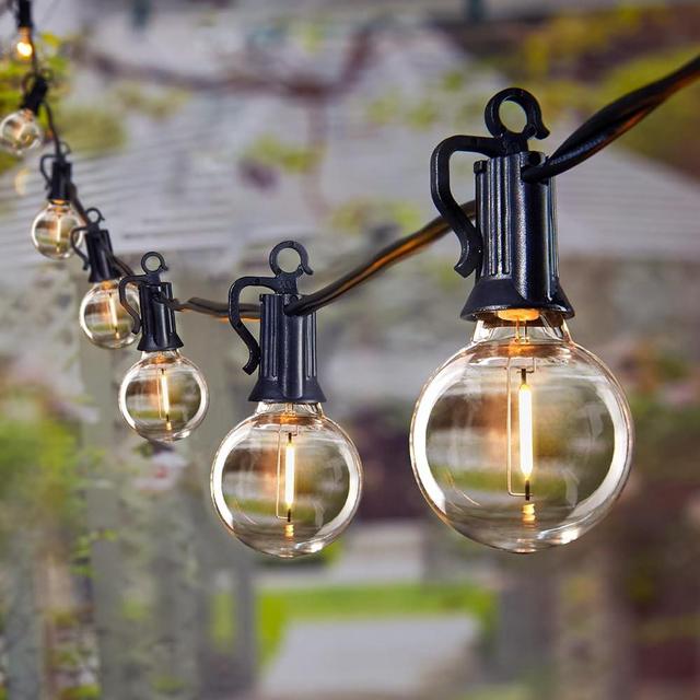 Brightown 60FT LED Outdoor Deck Lights - 2 Pack Patio Lights with 30 Shatterproof Clear Dimmable Edison Bulbs, Waterproof Connectable Hanging Lights for Outside Backyard Porch Party Christmas Decor