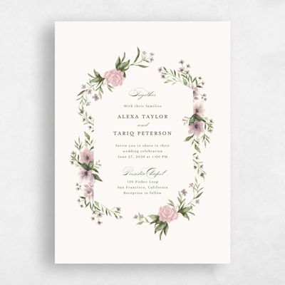 Dusty Pink Wedding Invitation - Cordova Portrait