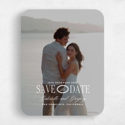 White Rounded Wedding Save the Date - Querido Photo