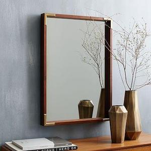 Malone Campaign Wall Mirror, Walnut/Antique Brass