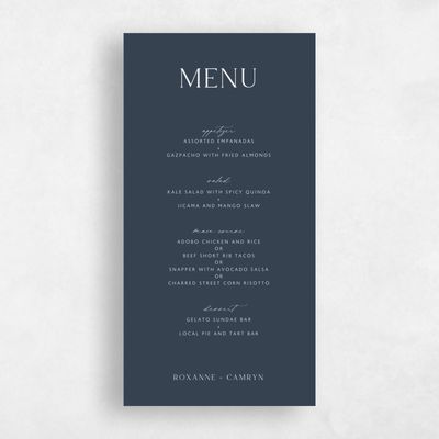 Grayed Navy, Blue Wedding Menu - Altair