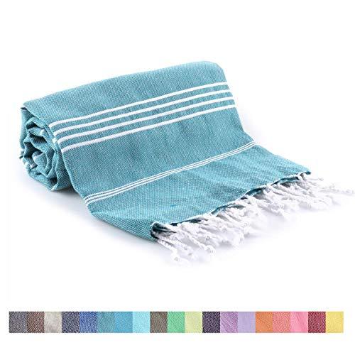 realgrandbazaar Pestemal Turkish Towel%100 Cotton - Pre Washed, More Softly 39 x 69 Peshtemal, Beach, Bath, Spa, Hammam, Super Soft Towels (Dark Turquoise)