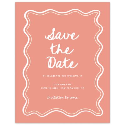 Tawny Peach, Orange Wedding Digital Save the Date - Brielle Portrait