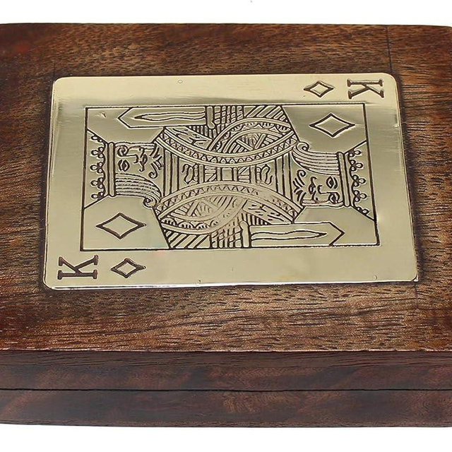 IBLAY Wooden Playing Card Holder Case (Brown) - Fits 1 Deck of Cards (4.2 x 3 x 1.5) - No Cards Included