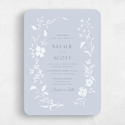 Blue Rounded Wedding Invitation - Lynette Portrait