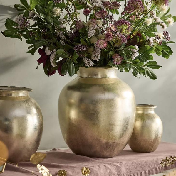 Rounded Silver Glass Vase