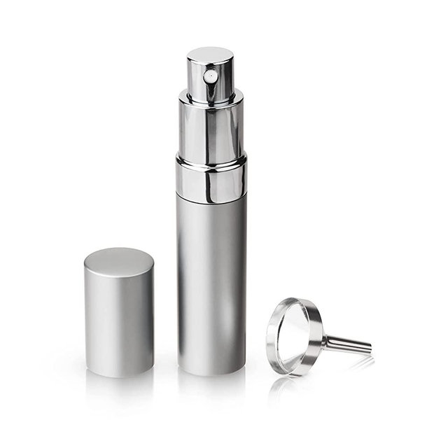 True Martini Atomizer Bar Mister with Refillable Funnel for Vermouth Spray Glass Canister with Stainless Steel Case, 1 Count (Pack of 1), Silver