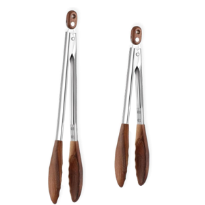 Wooden Tongs for Cooking Heat Resistant 2 Pcs 9 Inch 12 Inch Wooden Salad Tongs with Wood Tip for Serving Food Walnut Wood Kitchen Utensils for Toaster Home Chefs Gift Suitable for Non-stick Cookware