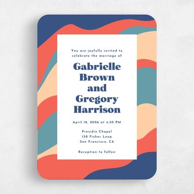 Blue Rounded Wedding Invitation - Laula Portrait