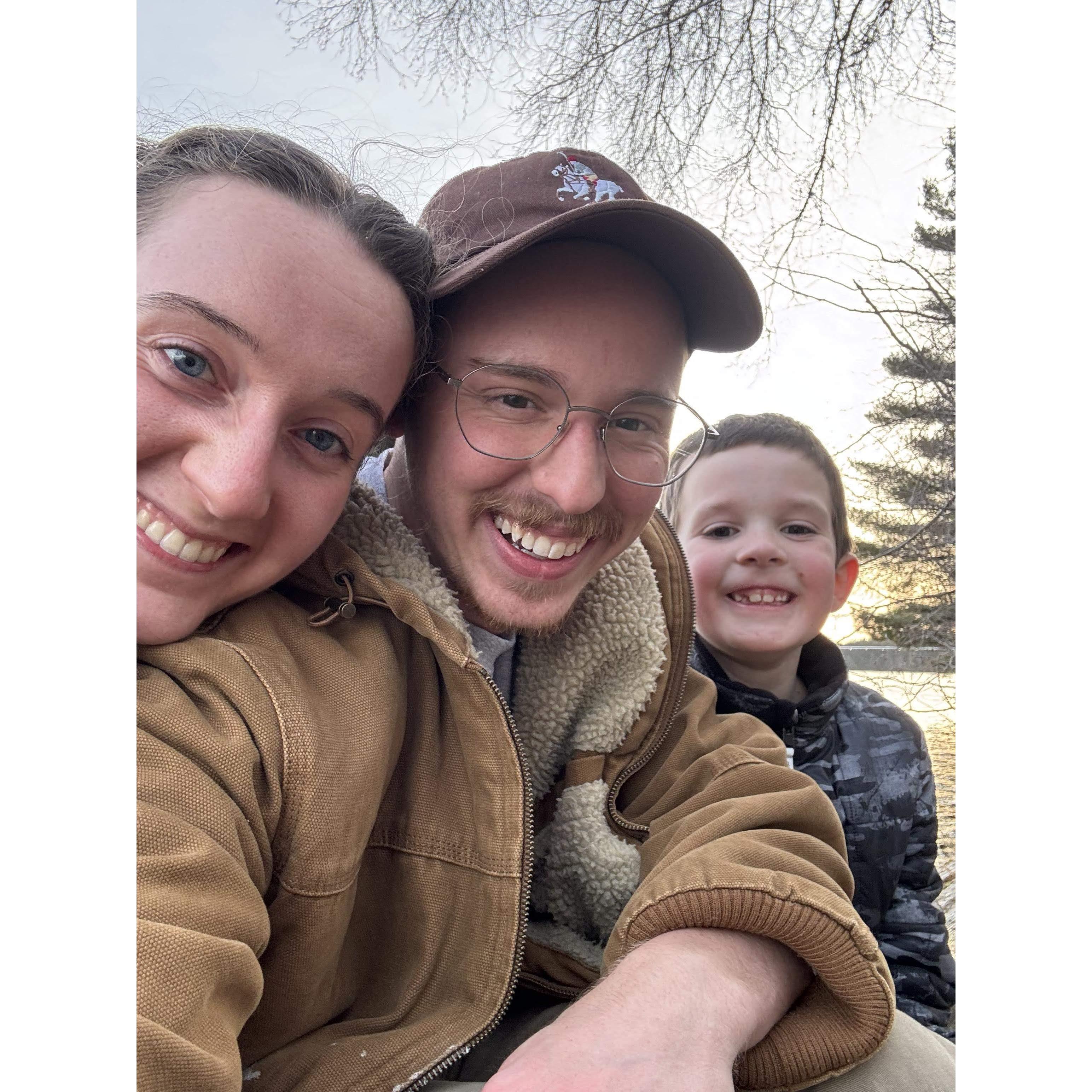 March 2024: Noah's first visit to Maine. Asher approves.