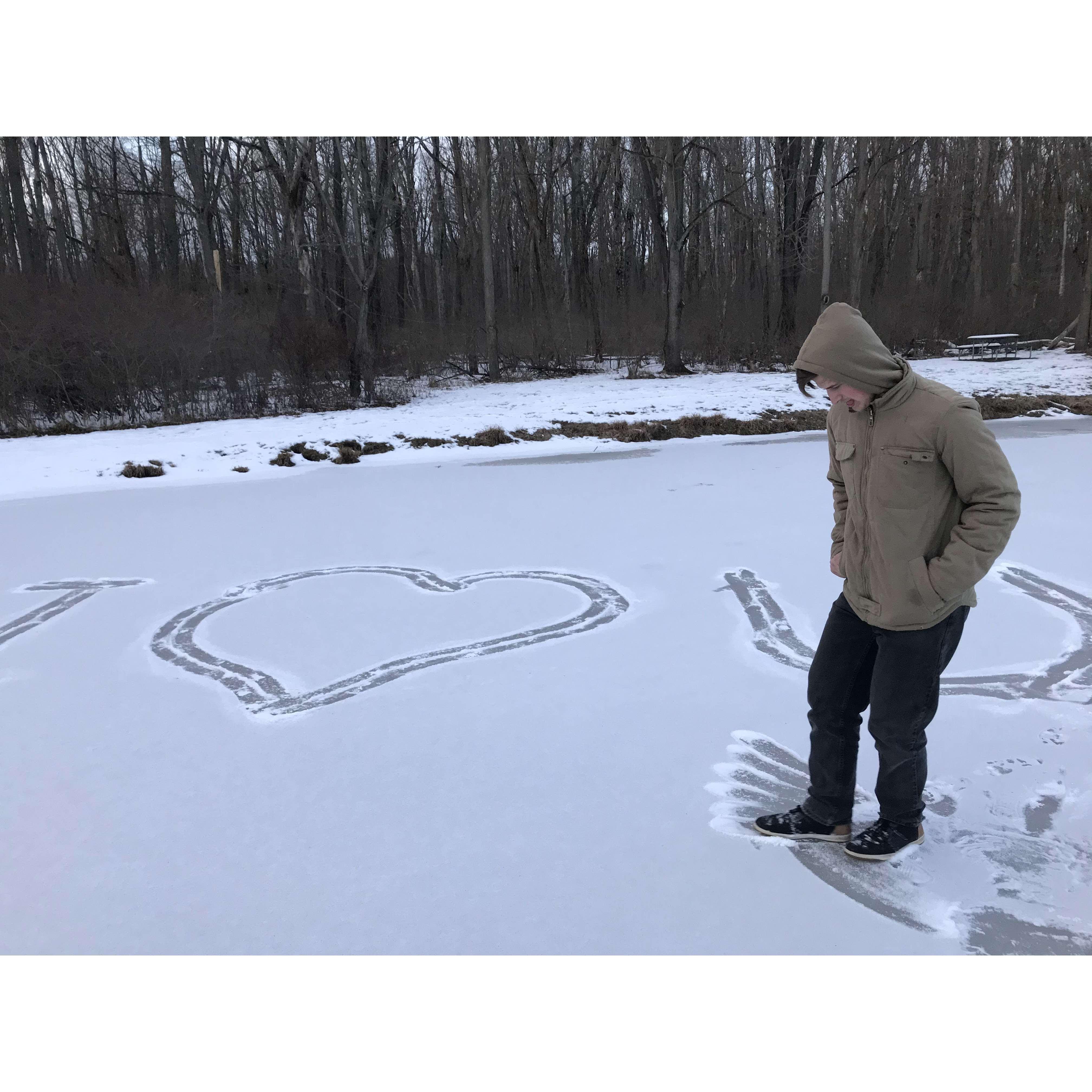 He spelled out "I love you"