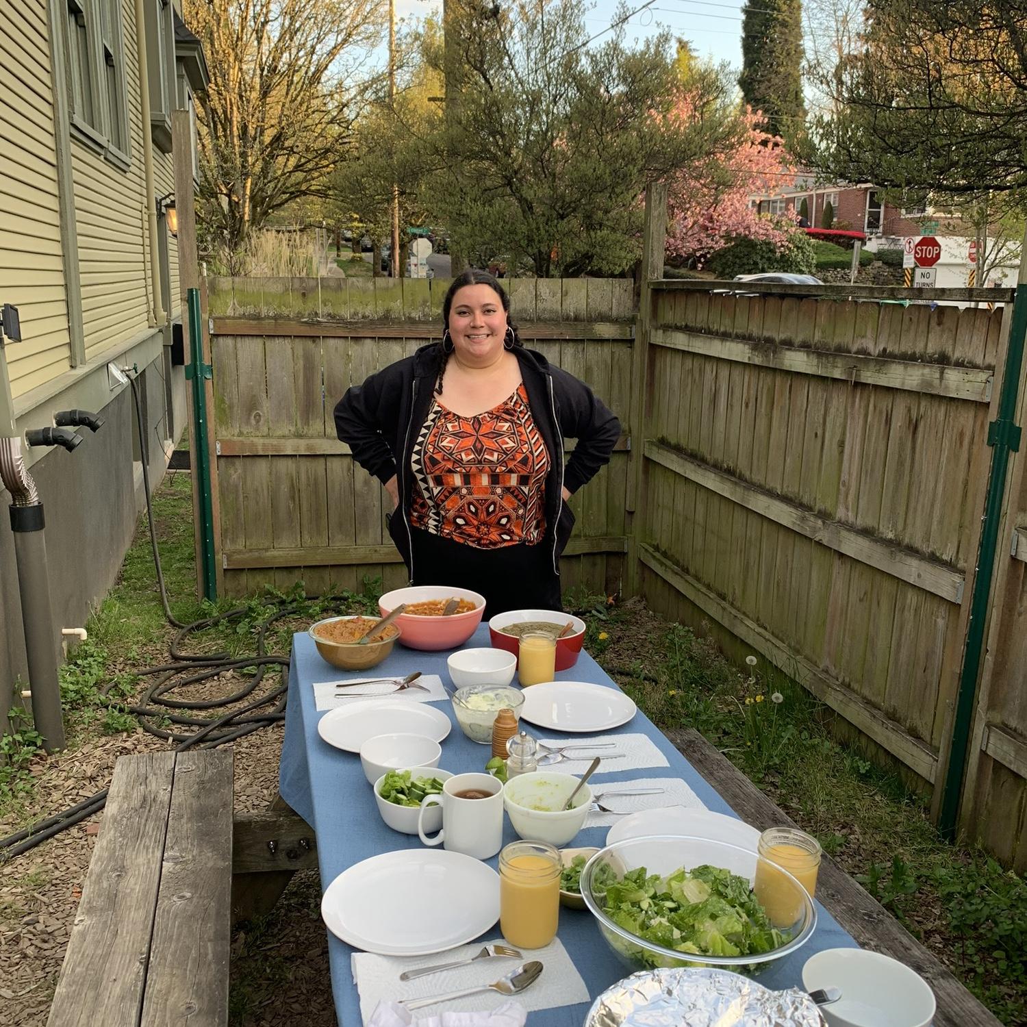 Backyard feast at Clinton! Kudos to Alby for being the best