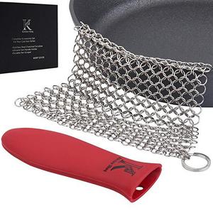Cast Iron Scrubber and Handle Pot Holder