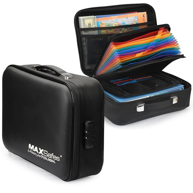 MAXSafes Fireproof Document Box, Hard-Shell Design Waterproof Fireproof Document Box with Lock File Boxes for Documents Important Paperwork Passports