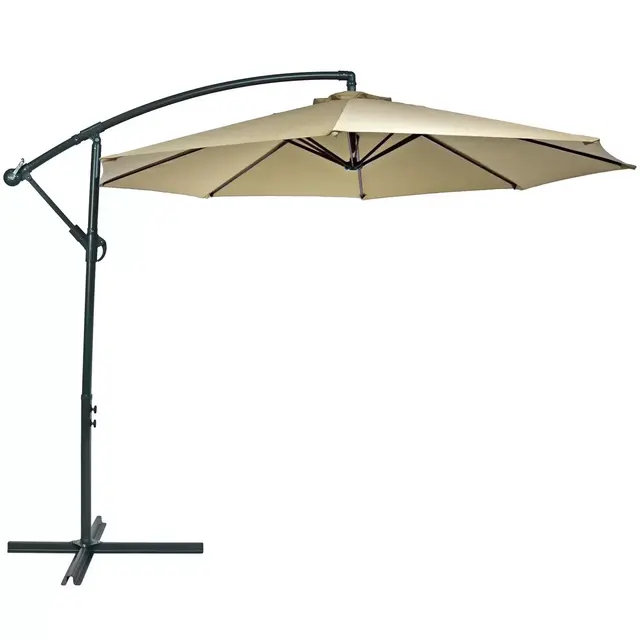 Sunnydaze Decor 9.59-Foot Octagon Offset Patio Umbrella in Beige