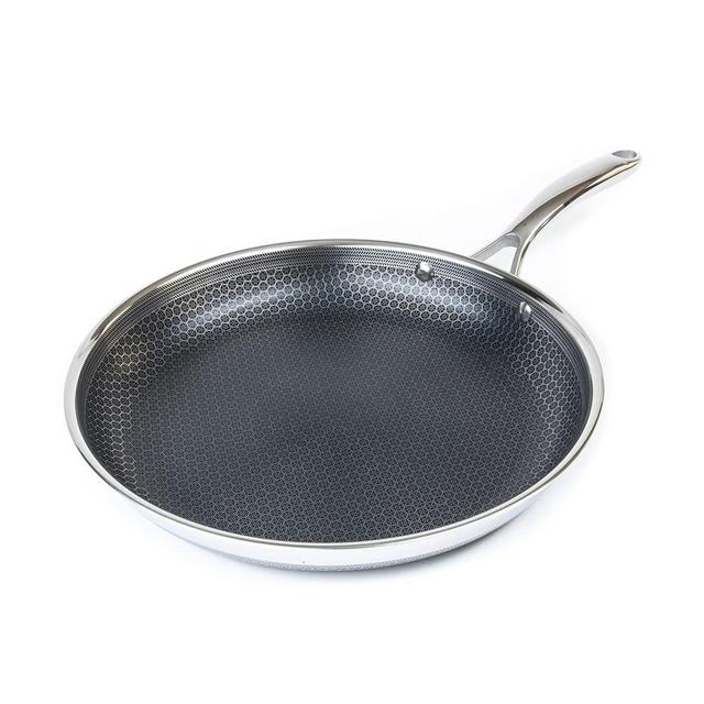 HexClad Hybrid Cookware 12 Inch Stainless Steel Frying Pan with Stay-Cool Handle - PFOA Free, Dishwasher and Oven Safe, Non Stick, Works with Induction Cooktop, Gas, Ceramic, and Electric Stove