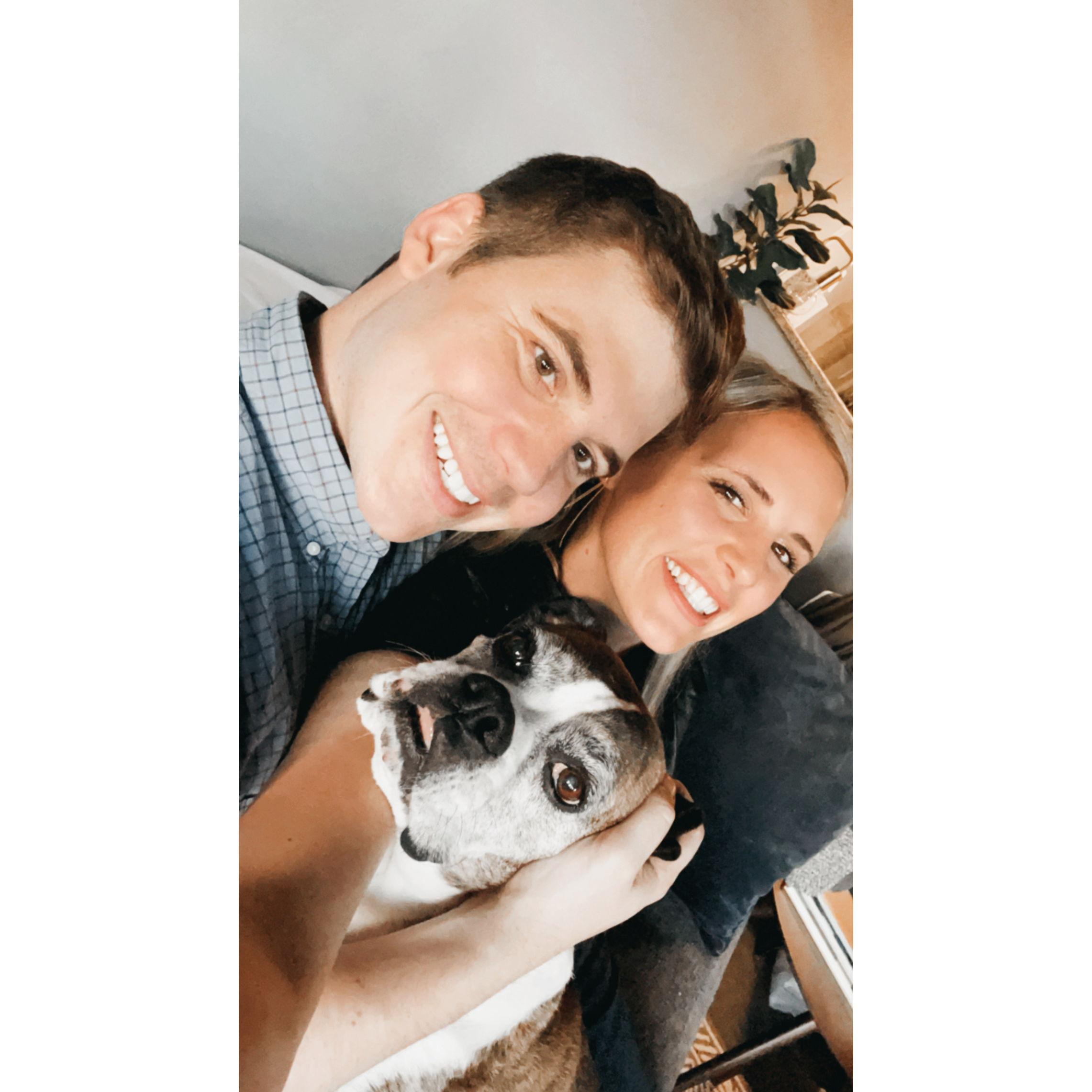 October 2021: Taken before date night in Atlanta with friends, also celebrating my first full week as a dermatology PA! We love sweet Esme.