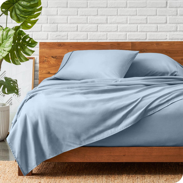 King Dusty Blue 4 Piece Ultra-Soft Double Brushed Sheet Set by Bare Home