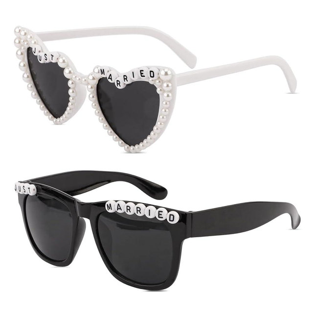 yuxiaoyu Just Married Decorations Bride And Groom Sunglasses for Just Married Wedding Party Decorations Wedding Sunglasses Accessories White And Black