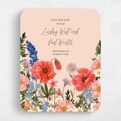 Pink Rounded Wedding Save the Date - Destin Bloom