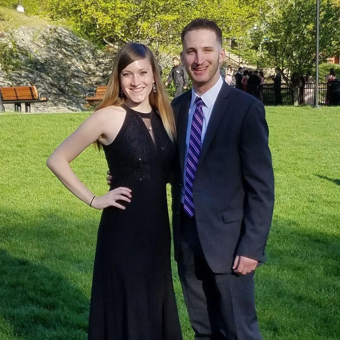 Caitlyn and Anthony before their Senior Formal at Bentley University in 2017.